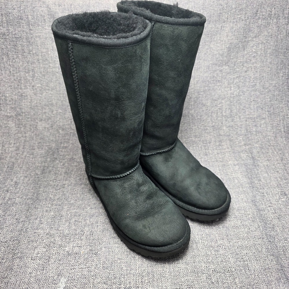 UGG Classic Tall II Shearling Knee High‎ Boots Black Suede Women's Size 7